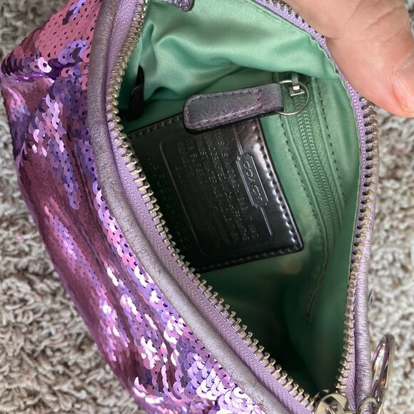 Lilac Coach Poppy Sequin Chain Limited Edition Demi Bag NWT - Picture 7 of 8